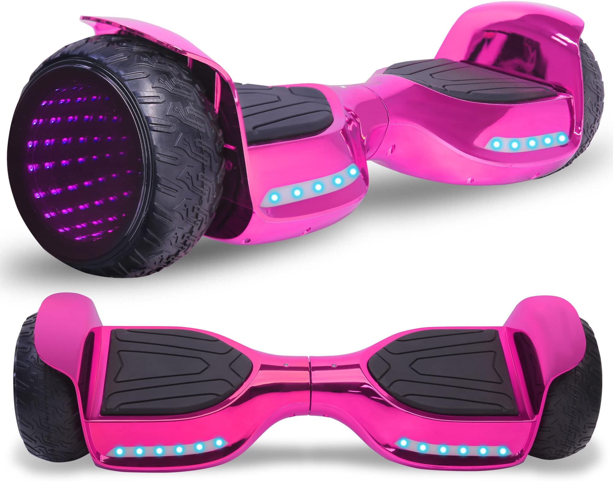 Newest Generation Electric Hoverboard Dual Motors Two Wheels Hoover Board Smart self Balancing Scooter with Built in Speaker LED Lights for Adults Kids Gift (-LED Wheel Pink)