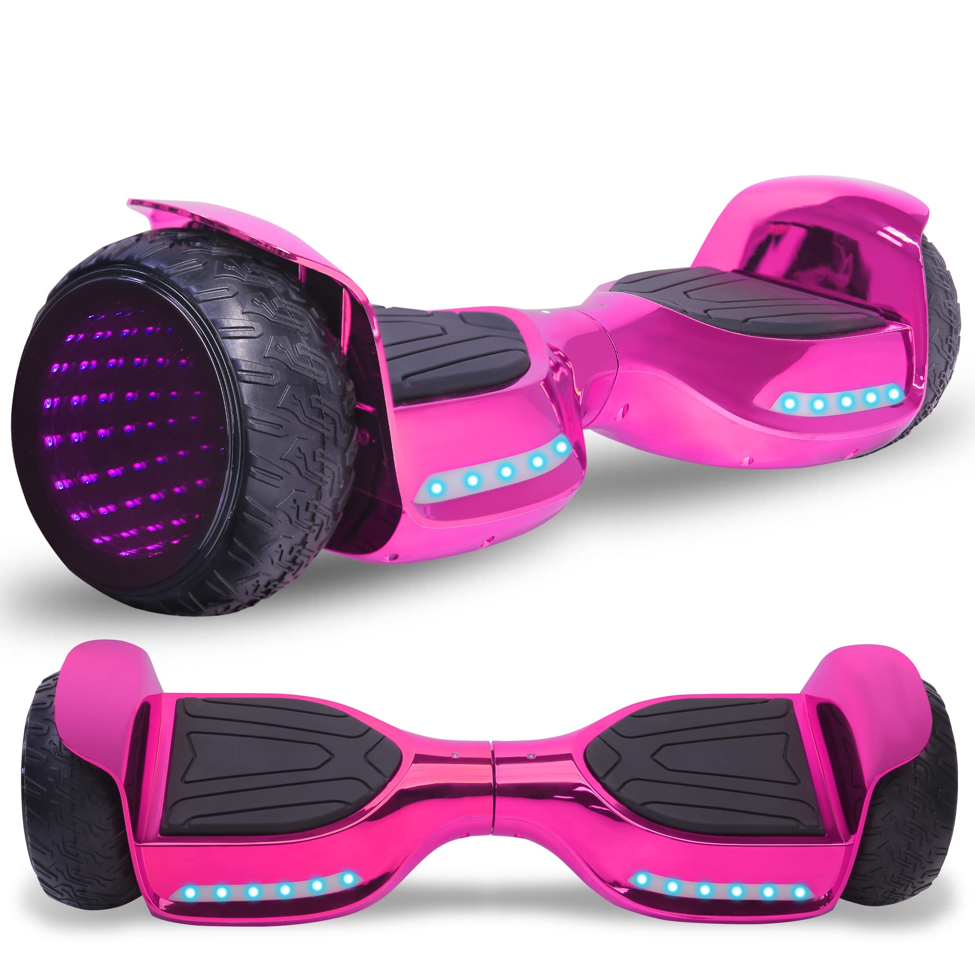 Newest Generation Electric Hoverboard Dual Motors Two Wheels Hoover Board Smart self Balancing Scooter with Built in Speaker LED Lights for Adults Kids Gift (-LED Wheel Pink)