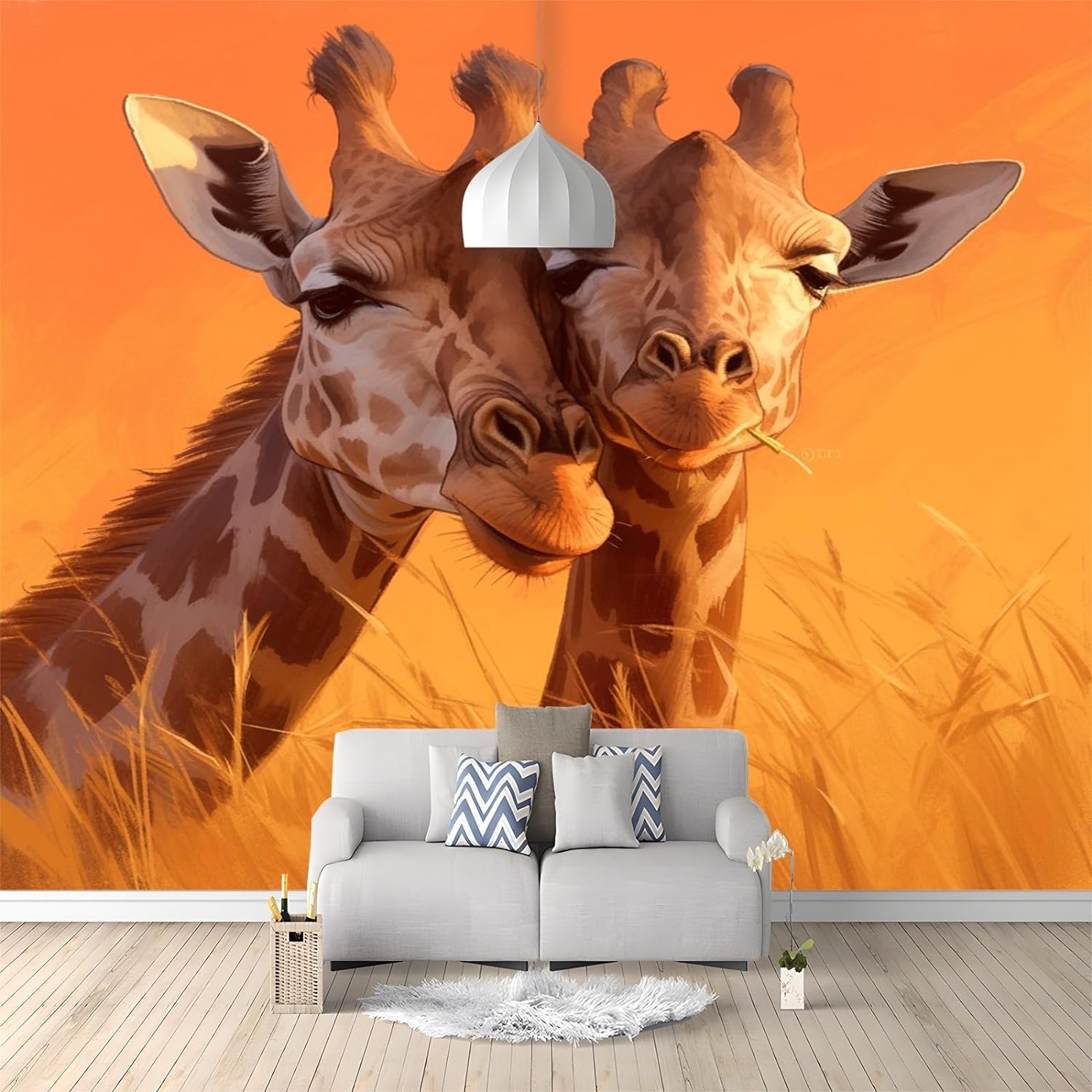 Mural de la sala de estar 3D decoración del hogar pareja animal ciervo paisaje tv fondo decoración del hogar papel pintado pegatina de pared papel pintado-300cm×210cm