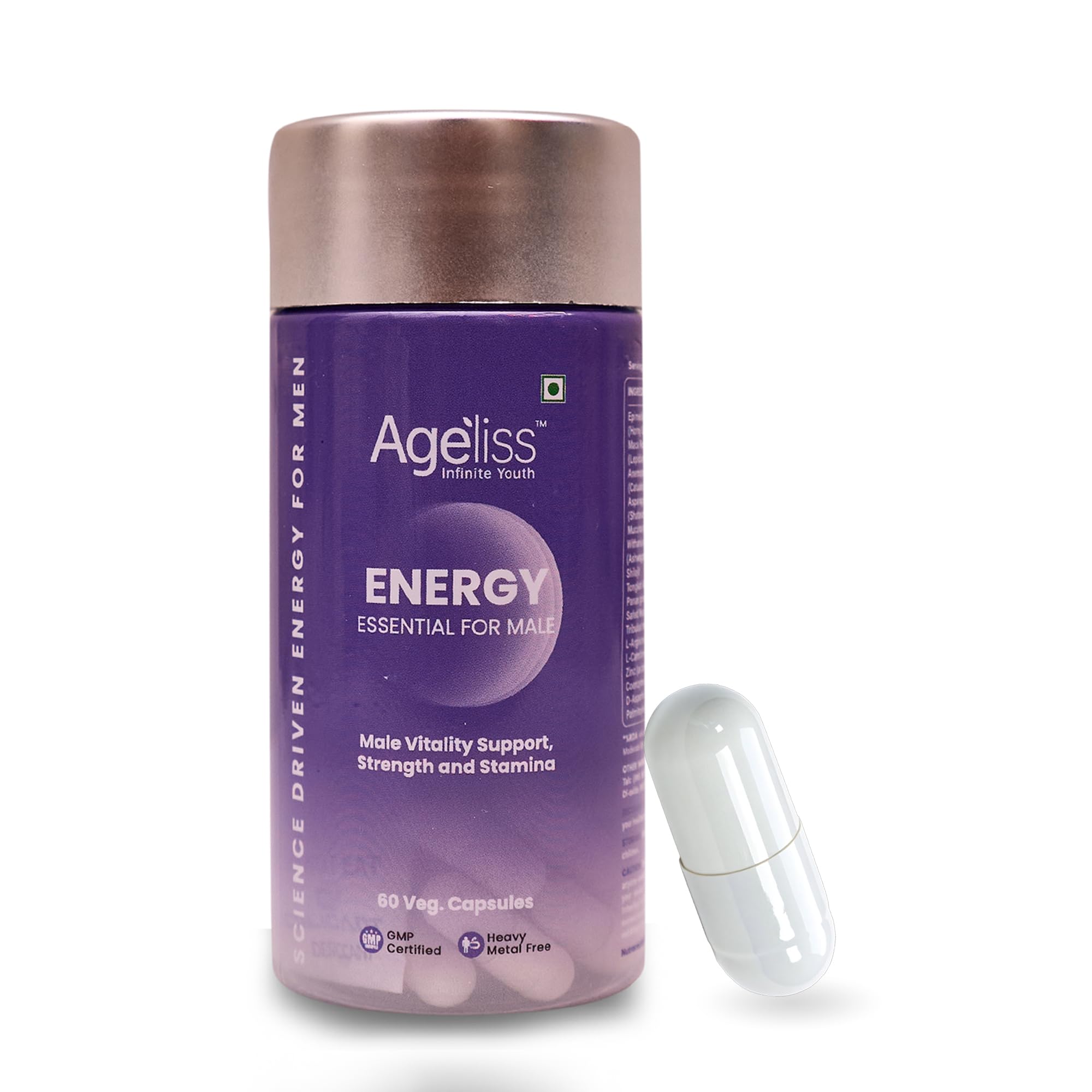 Men's Daily Energy Essential, 60 Capsules | Daily Wellness & Nutritional Support Formula with Ashwagandha, Shilajit, Maca Root, Panax Ginseng, Zinc, CoQ10 & Amino Acids | Men's Daily Supplement-image-22