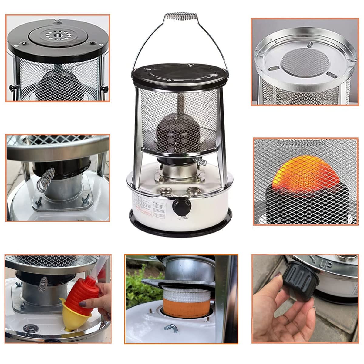 Petroleumheizung 6L für den Innenbereich, nicht elektrischer Petroleumkocher mit Kochbeutel, einstellbare Heizleistung, zum Eisangeln, Zelten, Kochen, Wasserkochen, Camping, Petroleumheizung (A 1