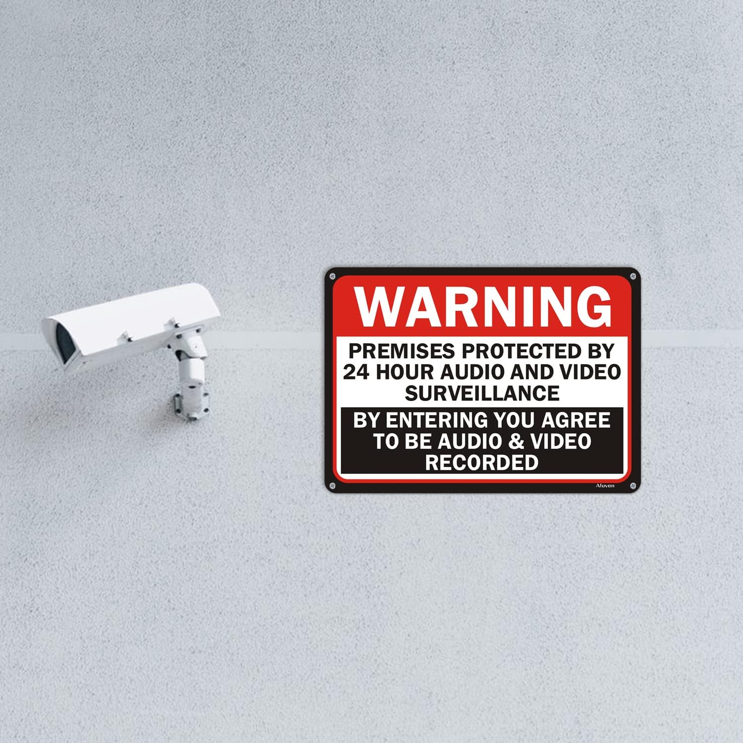 Señales de advertencia protegidas por 24 horas de vigilancia de audio y video al entrar en You Agree To Be Recorded, señales de metal reflectantes de 10 x 14 pulgadas, aluminio libre de óxido,