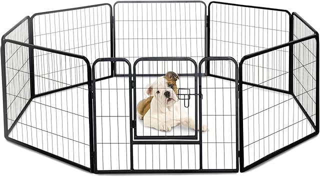 Furdreams Adjustable Dog PlayPen - 24 Inch, 8 Panel, Metal Pet Pen, Safe & Secure Playpen for Dogs, Puppies, Cats, Rabbits, and Other Animals, Foldable & Portable Animal pen for Indoor / Outdoor Use