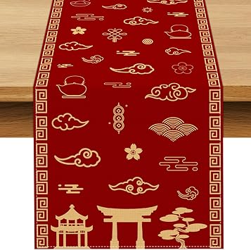 Hibachi Party Decorations Japanese Table Runner Chinese Asian Happy New Year Party Decor Dining Room Home Kitchen Table Decor