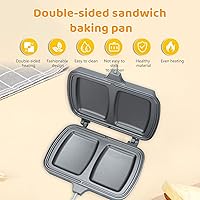 Vista 4 de Sartén de doble cara para sándwiches y parrilla, antiadherente, sartén abatible para panqueques de desayuno, mango extraíble (estilo 2)