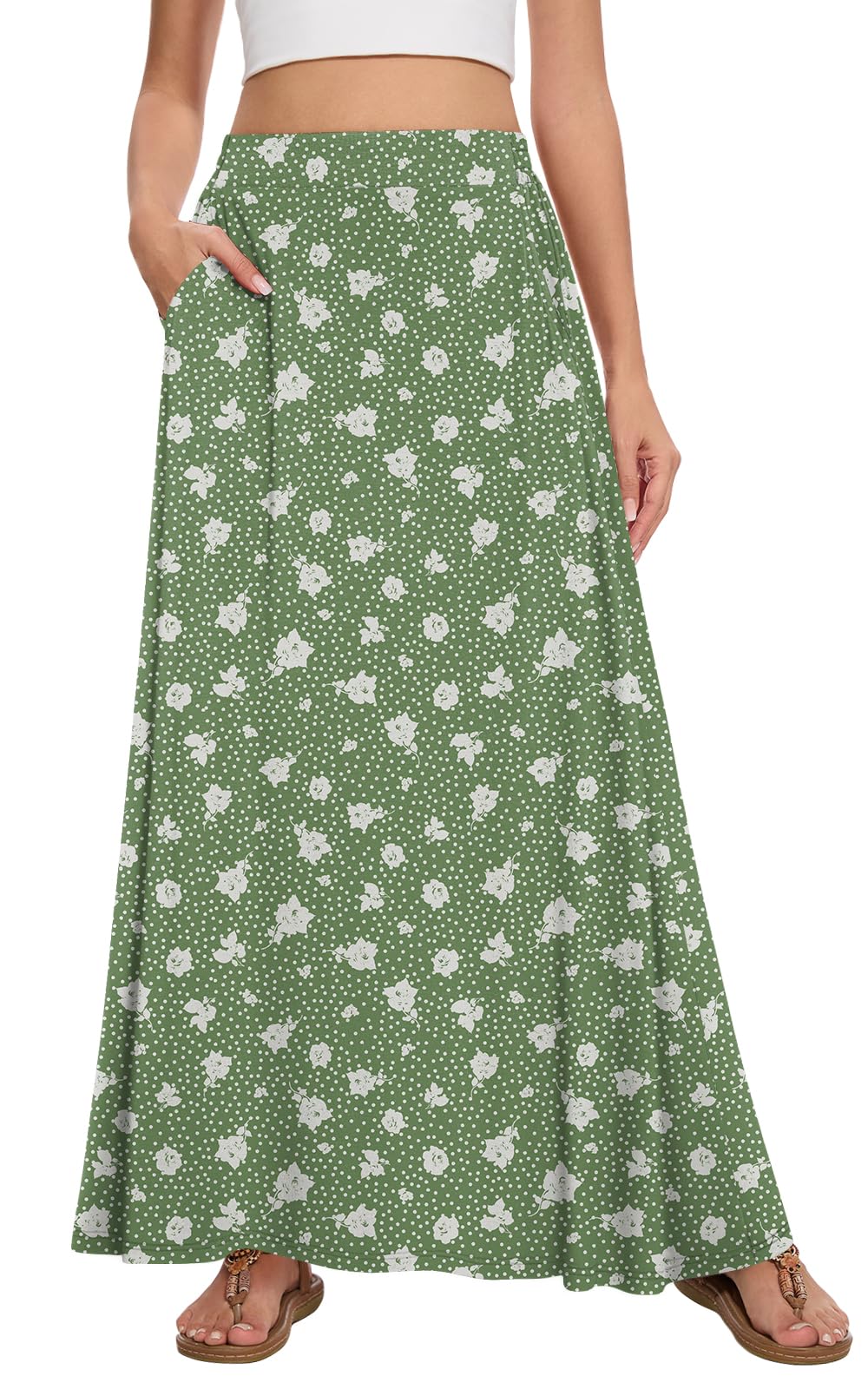 Womens Maxi Skirt Long Flowy Summer A-Line High Waist Skirts