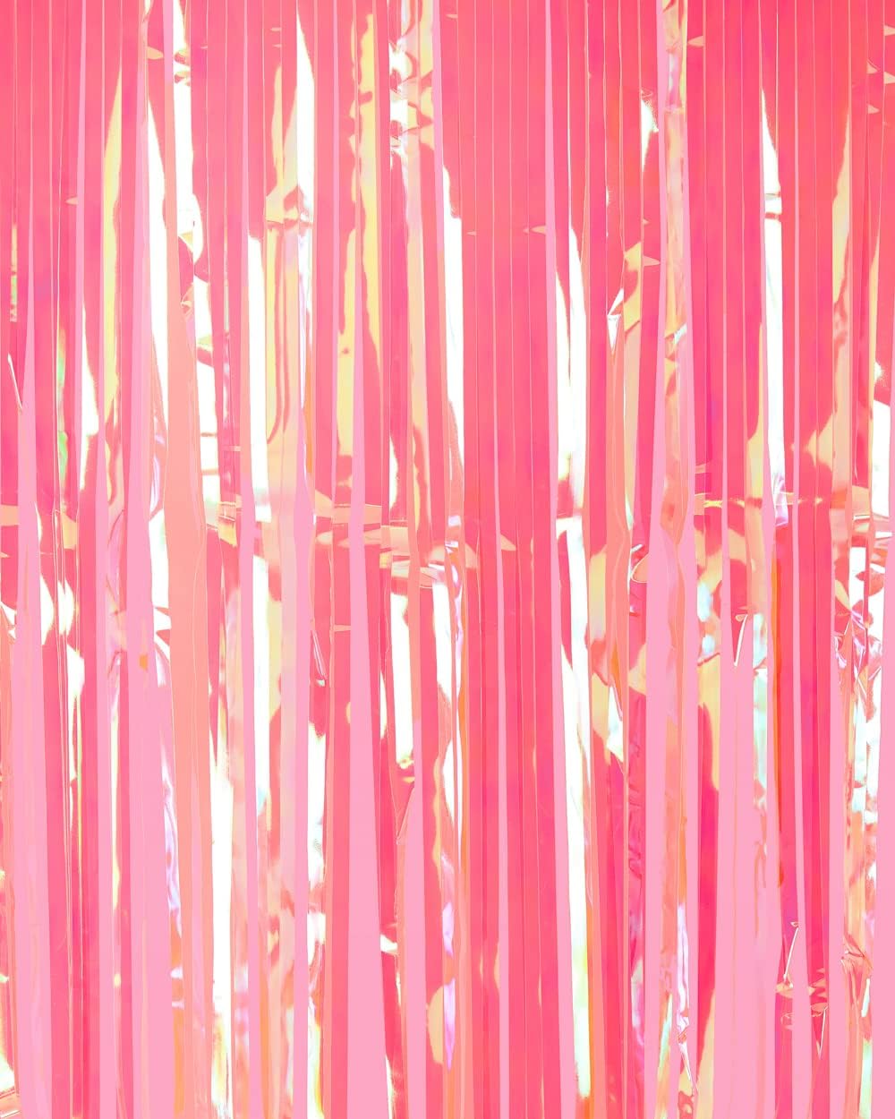 xo, Fetti Decorations Hot Pink Iridescent Fringe Foil Curtain - Set of 2 | Bachelorette Party Bridal Shower Backdrop, Wedding, Birthday Photo Booth