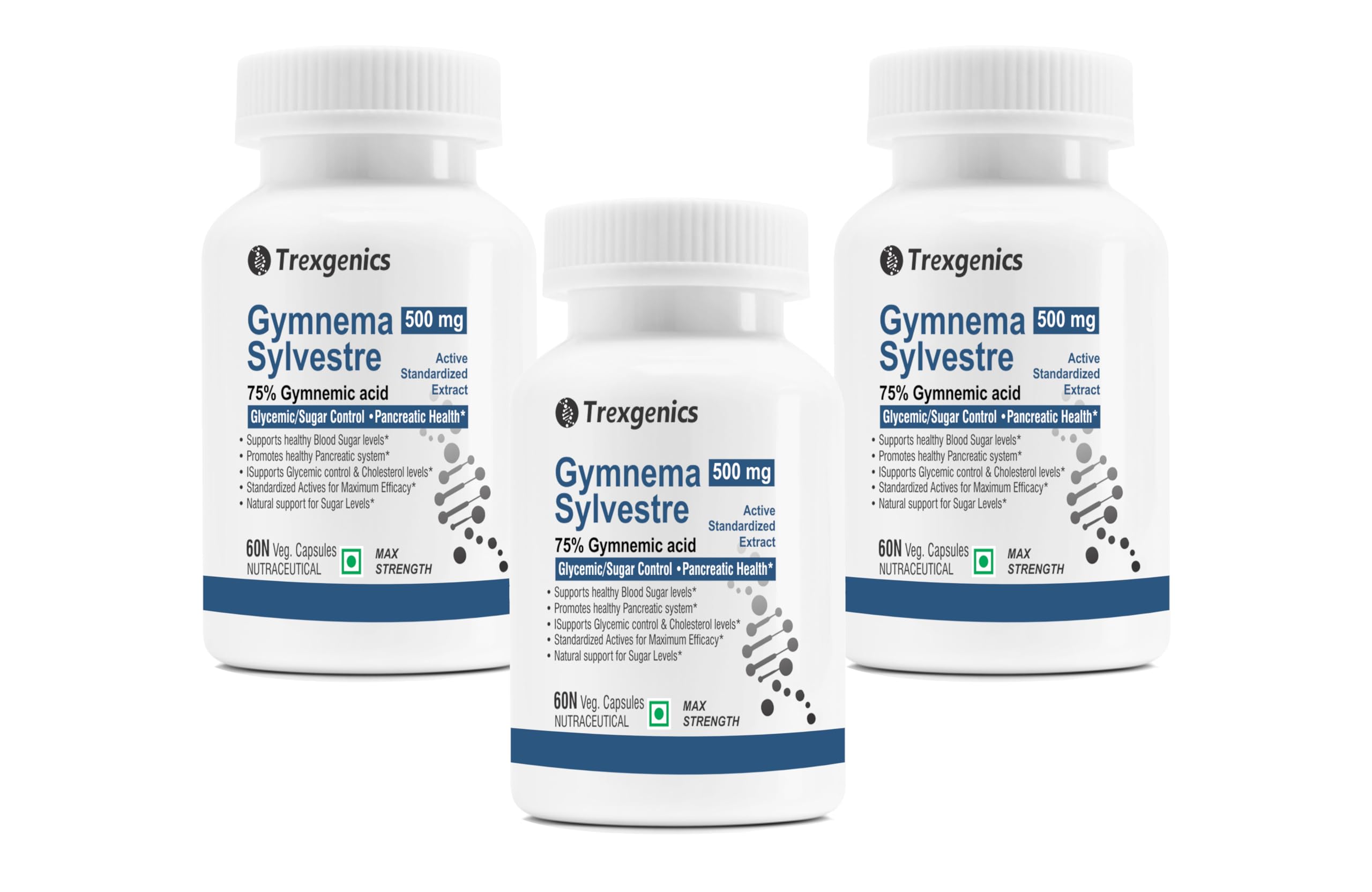 Trexgenics GYMNEMA (Bioactive 75% gymnemic acids) 500mg Sylvestre Glycemic/Sugar, Pancreatic Health Support (60 Vcaps) (3)-image-42