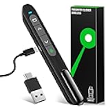 2 in 1 USB Type C Rechargeable Presentation Clicker with Green Pointer, Wireless Presenter for PowerPoint Presentation PPT Clicker, 2.4GHz Presentation Remote Slide Advancer for Computer MacBook