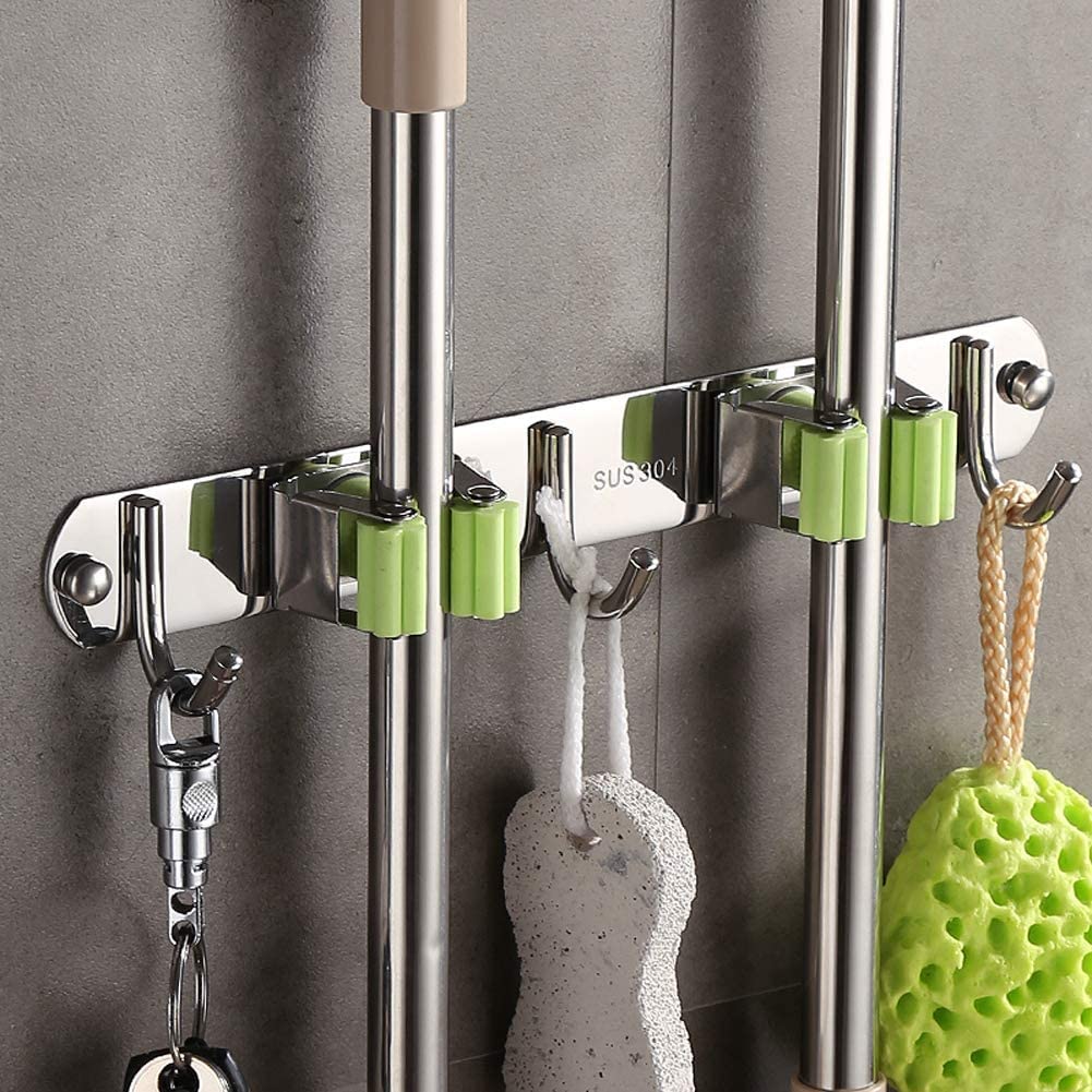 BAREPEPE 2 Racks 3 Hooks Broom Holder and Mop Holder Wall Mounted,Heavy Duty Home Garden Garage and Storage Organizer(304 Stainless Steel) (B0CCDTQ3R8) Amazon Price History, Amazon Price Tracker