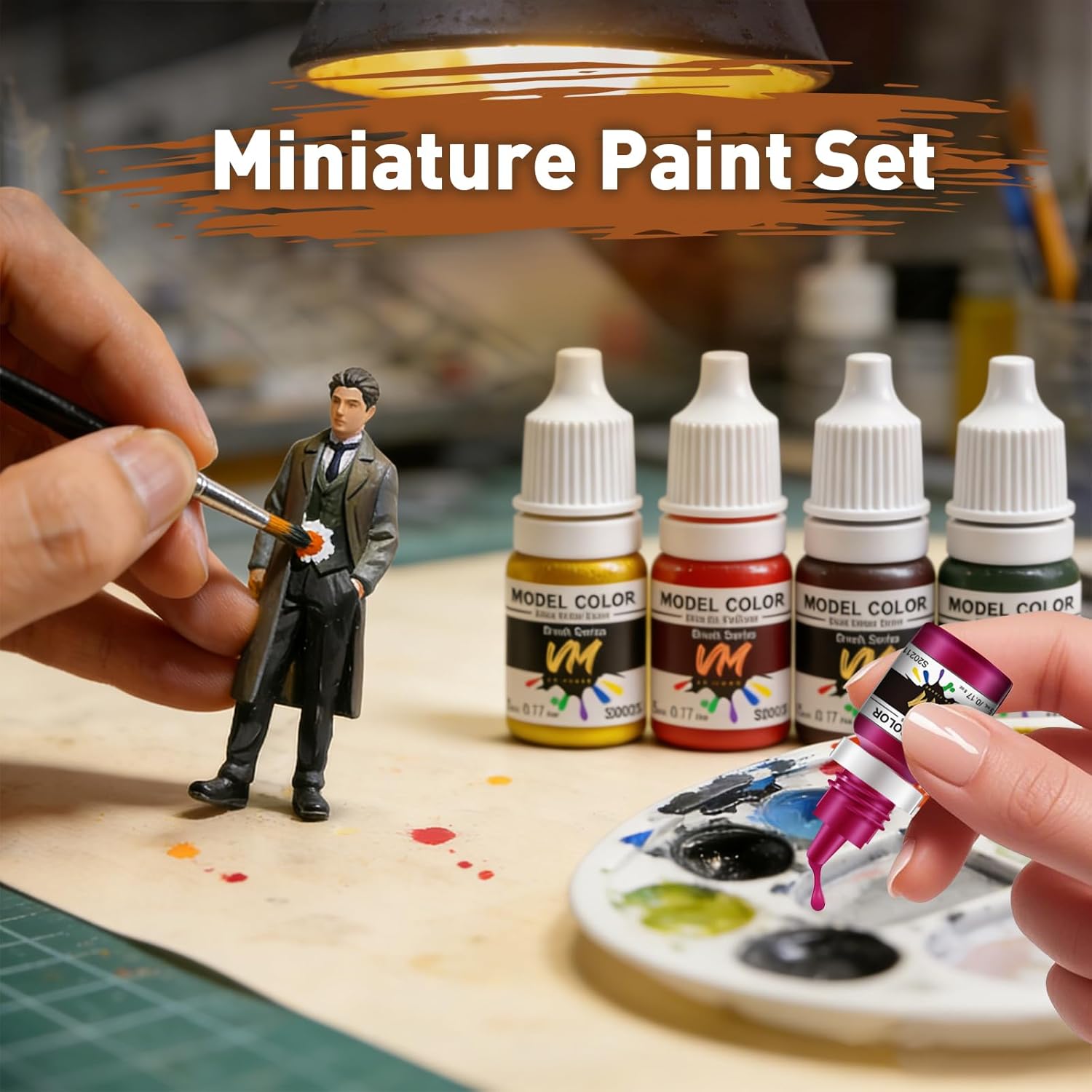 VM 24 Colors Model Paint Set | Starter Set for Mecha Figures | Miniature Acrylic Paint Kit for Beginners & Artists,Brush & Airbrush Compatible |24 Bottles x 5 ml (0.17 fl.oz.) (Mecha Color)