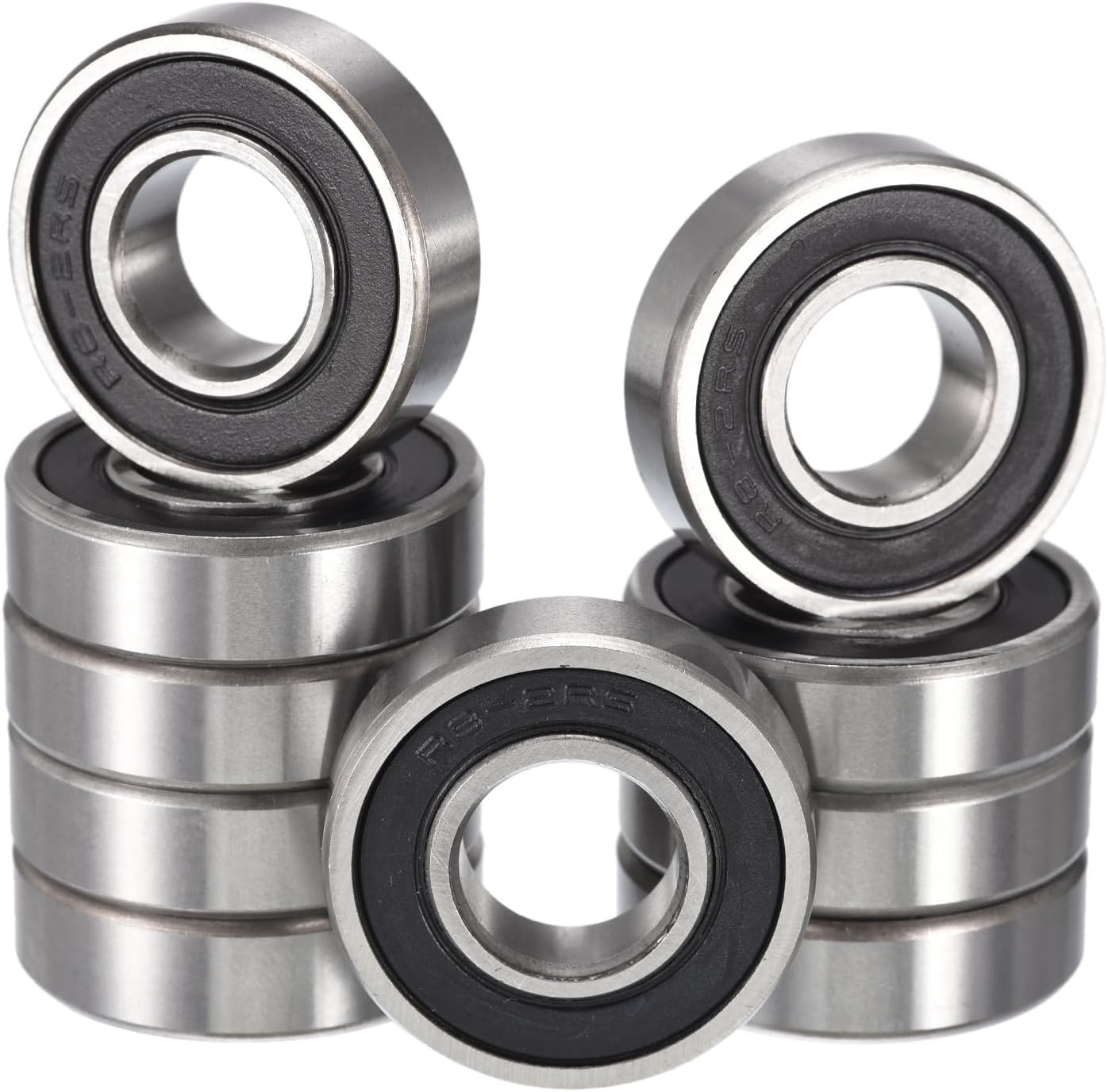 HiPicco R8-2RS Deep Groove Ball Bearings, ID 1/2" x OD 1-1/8" x Width 5/16" Double Rubber Sealed Ball Bearing Pre-Lubricated Chrome Steel Z2 Lever 10pcs