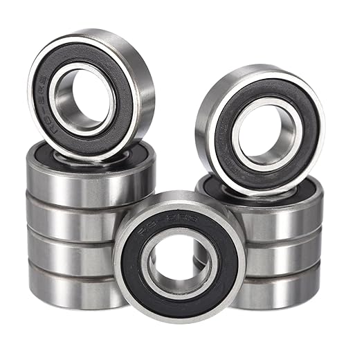 Miniatura 26 de R4-2RS Rodamientos rígidos de bolas, ID 1/4" x OD 5/8" x Ancho 9/32" Rodamiento de bolas sellado de goma doble palanca de acero cromado prelubricado