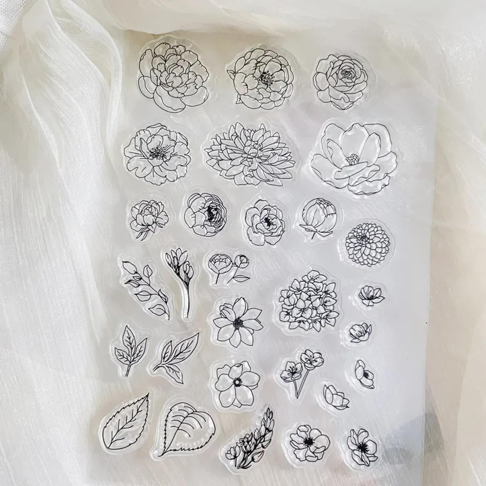 Francobolli per artigianato, forniture per la creazione di biglietti, 11 x 16 cm Boom Flower timbro trasparente in silicone timbro sigillo foglio per scrapbooking foto album decorazione