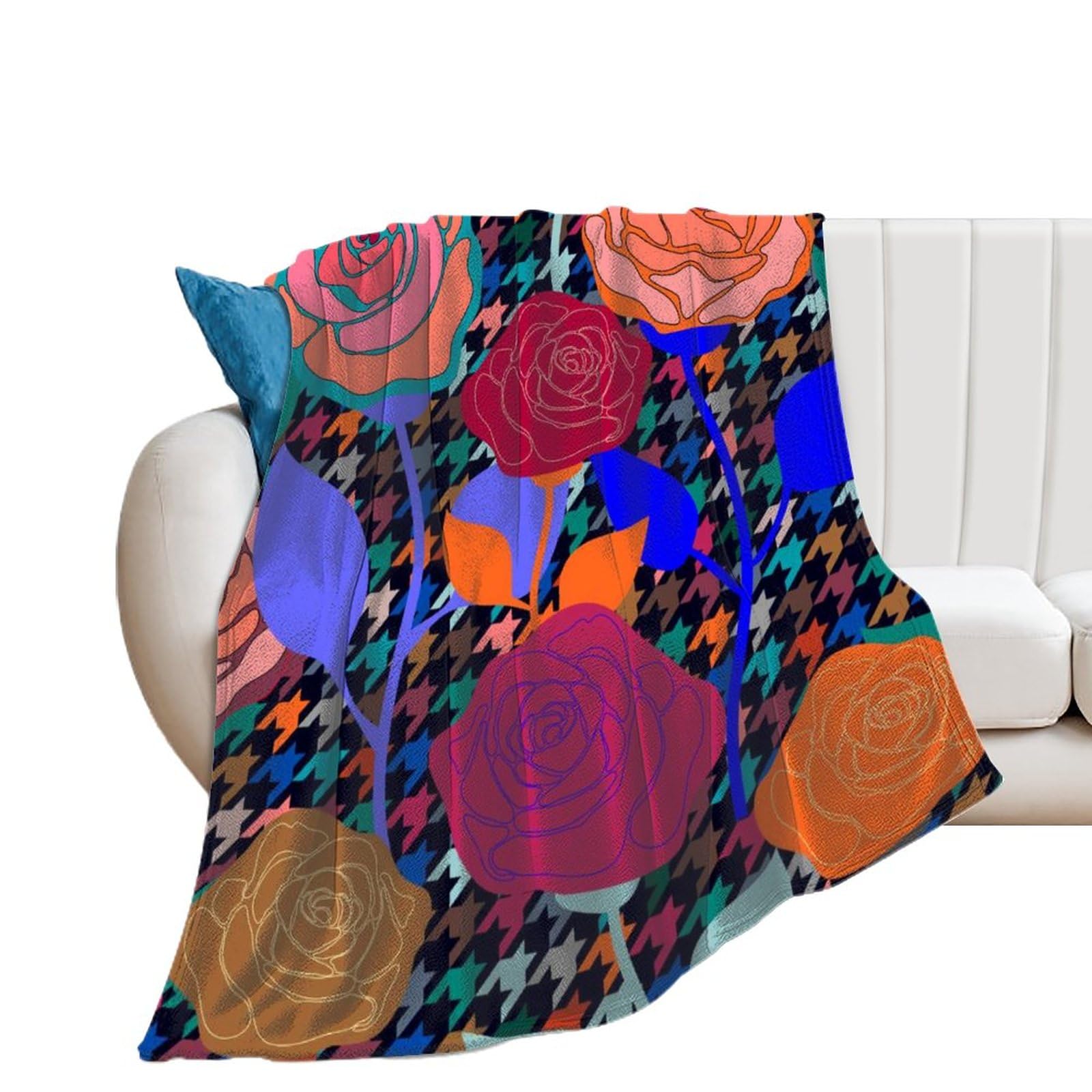 Couverture Polaire en Flanelle Fleurs Plaid Canapé Contre le Froid