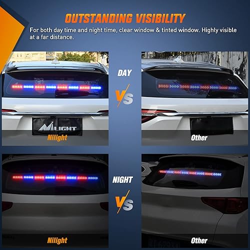 Miniatura 3 de Nilight Traffic Advisor - Barra de luz estroboscópica de emergencia de 35 pulgadas, 32 LED, 21 patrones de flash, luces direccionales de advertencia