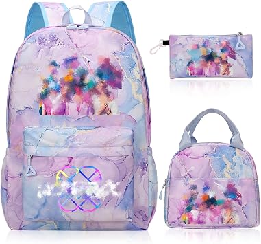 K Pop School Backpack, 3 Piece Set with School Bag Lunch Bag Pencil Case