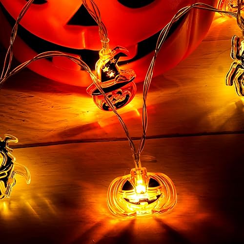 Miniatura 8 de KEPATO Guirnalda de luces de Halloween, 10 pies, 20 LED, funciona con pilas, luces de decoración de Halloween para interiores y exteriores, luces de