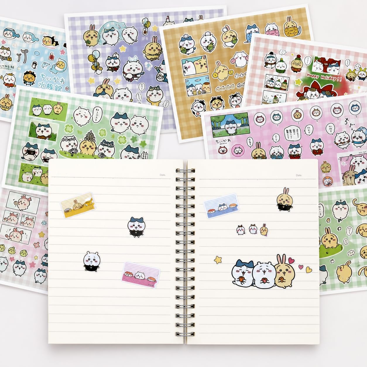 Lot de 3 livres d'autocollants en spirale de dessin animé - 1 000 personnages uniques - Avec pince à épiler - 30 feuilles chacune - 90 feuilles au total - Mini autocollants pour scrapbooking