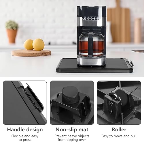 Miniatura 3 de Bandeja deslizante para electrodomésticos, cafetera de cocina, organizador deslizante con ruedas giratorias para encimera, cafetera, mezclador de