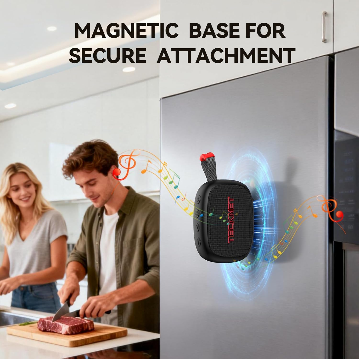 TECKNET Portable Bluetooth Speaker, IP67 Waterproof Speaker with Stereo Sound, Up to 30H Playtime, Magnetic Design, BT 5.4, TWS Pairing Small Bluetooth Speaker for Home/Party/Outdoor/Travel - Image 6