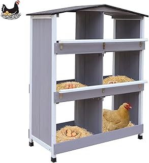 Chicken Nesting Box, 6 Hole Nesting Box for Laying Eggs, Solid Wooden Nesting Boxes for Chickens, Hens and Poultry to Collect Eggs, Large Vented Holes Nesting Boxes for Chicken Coop