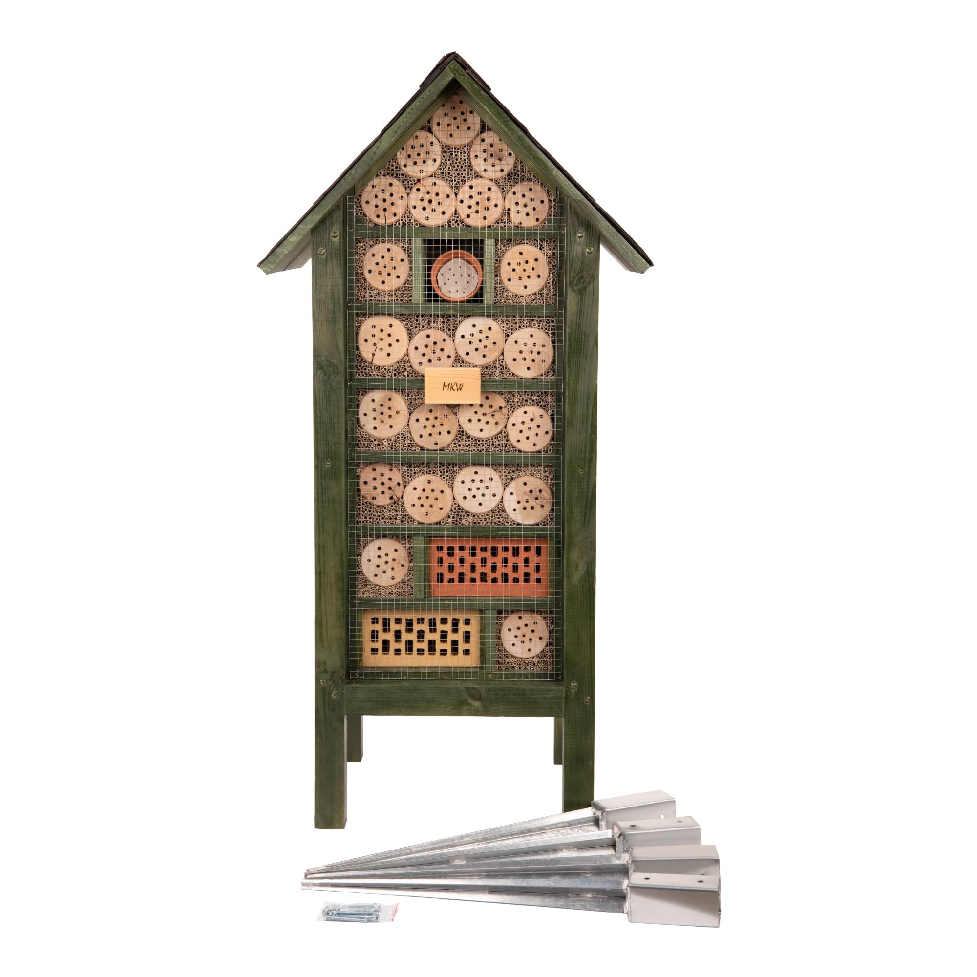 Insektenhotel - Wetterfest - Riesiges gemischtes beidseitig offenes Insektenhotel MKW Nr 2 - Insektenhaus aus massivem Laub- und Nadelholz - für Wildbienen, Marienkäfer & Schmetterlinge - Nisthilfe