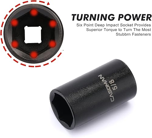 Miniatura 3 de CASOMAN Juego de dados de impacto poco profundo de 12 pulgada, 14 puntos, SAE, 38" a 1-14"