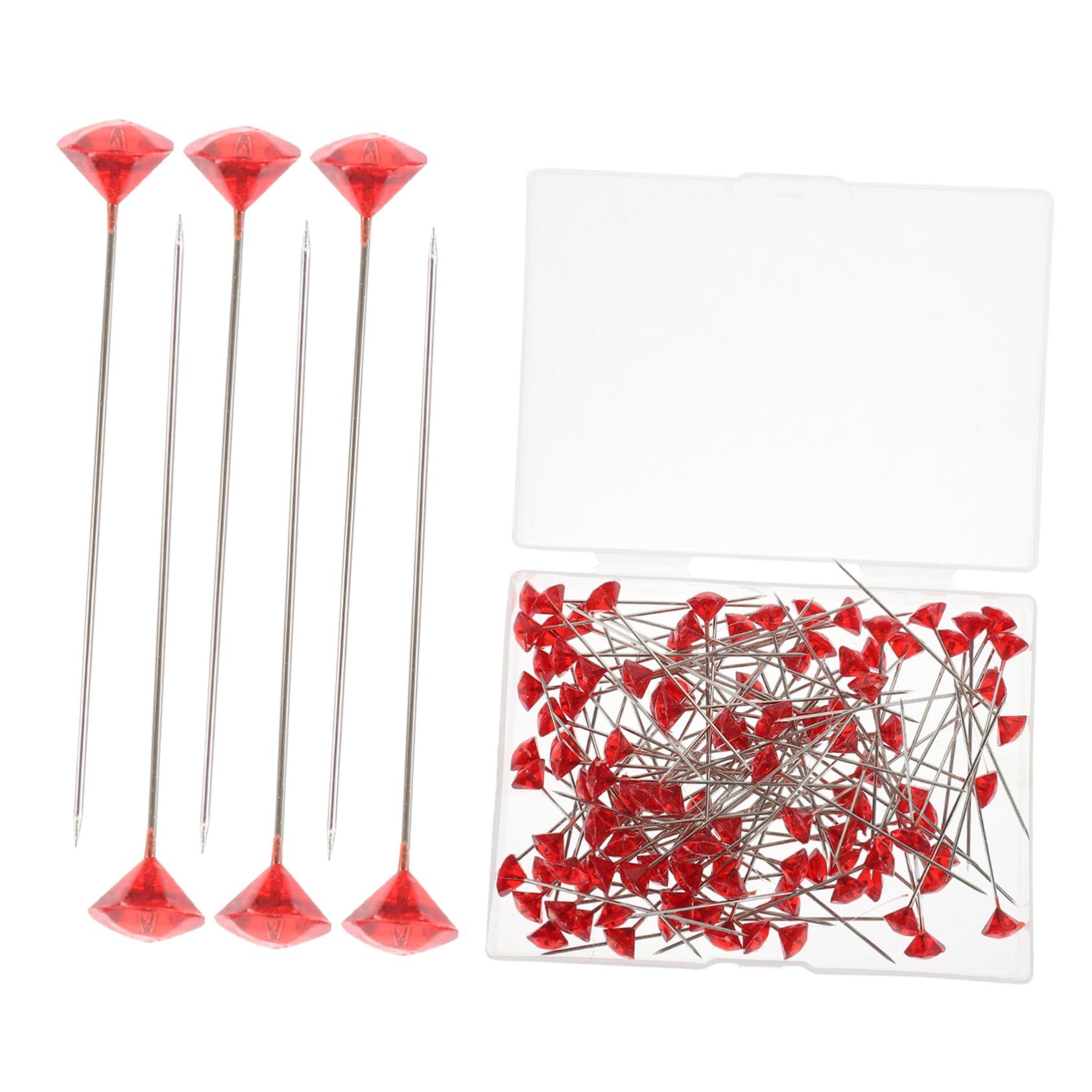 100 stuks doorzichtige Corsages Pins Diamante Head Pins
