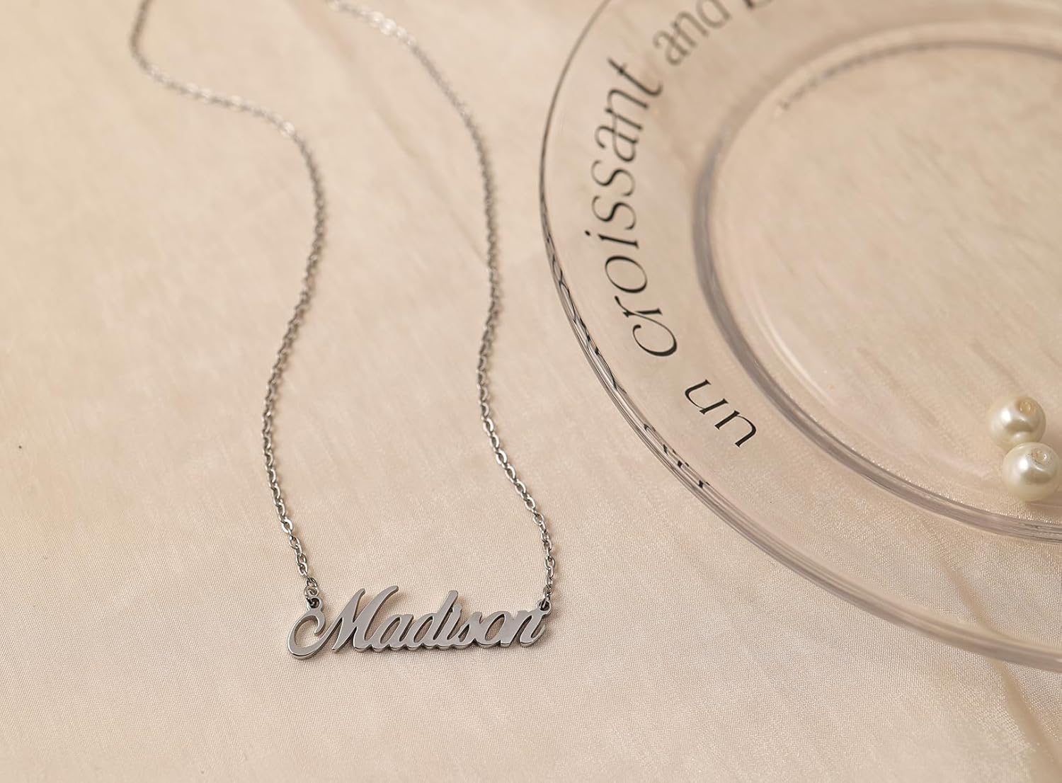 Stainless Steel Jewelry Custom Dainty Initial Name Necklace Silver for Women Grandma Hailey - Image 3