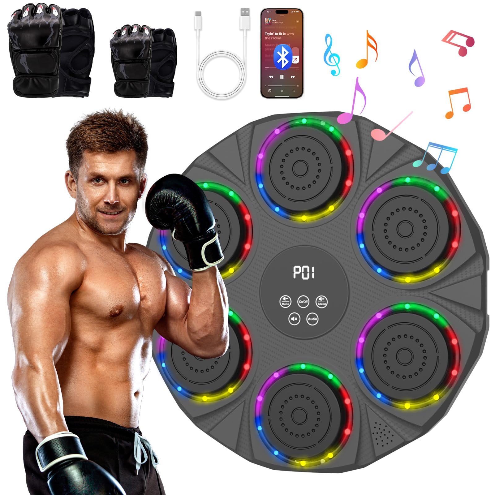 Music Boxing Machine Wall Mounted Smart Bluetooth Boxing Equipment for Boxing Enthusiasts