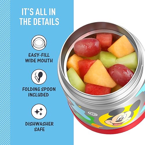 Miniatura 4 de THERMOS FUNTAINER - Recipiente para comida con cuchara para niños con aislamiento al vacío, de acero inoxidable, 10 onzas, Mickey preescolar