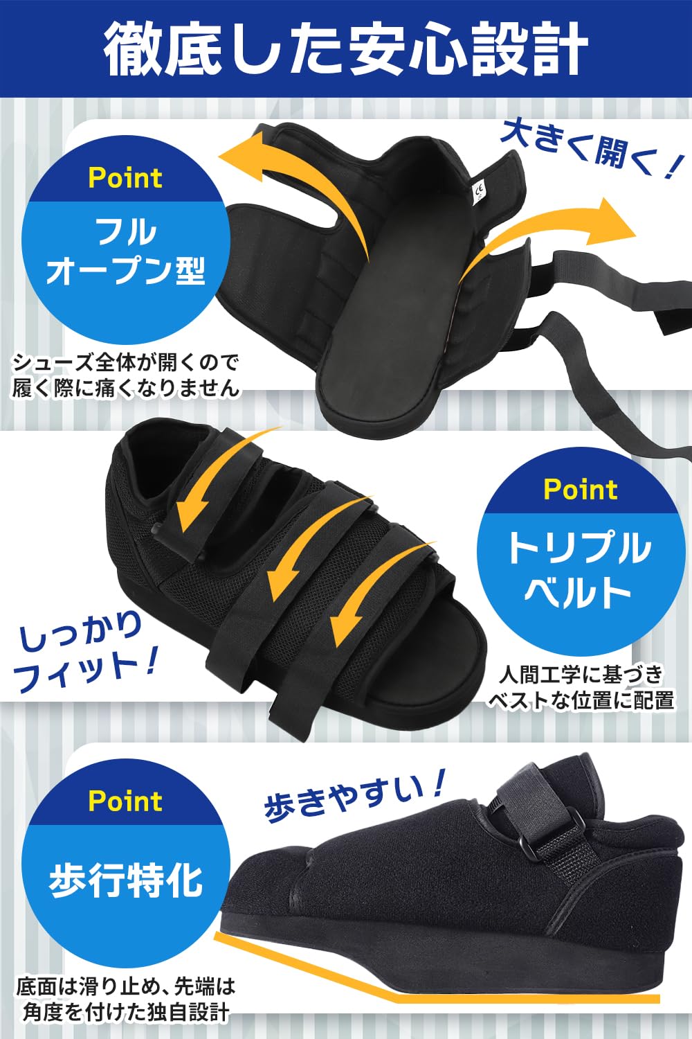 Amazon | 【現役整体師監修】 ギプスシューズ 骨折 サンダル 履き