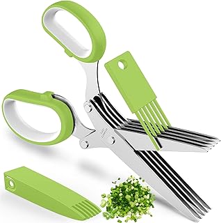 Herb Scissors Set - herb scissors with 5 blades and cover - Multipurpose...