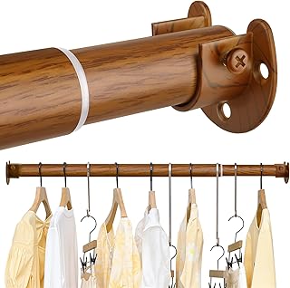 FIRJOY Closet Rods for Hanging Clothes (Wood Grain, 18.0" - 76.0")