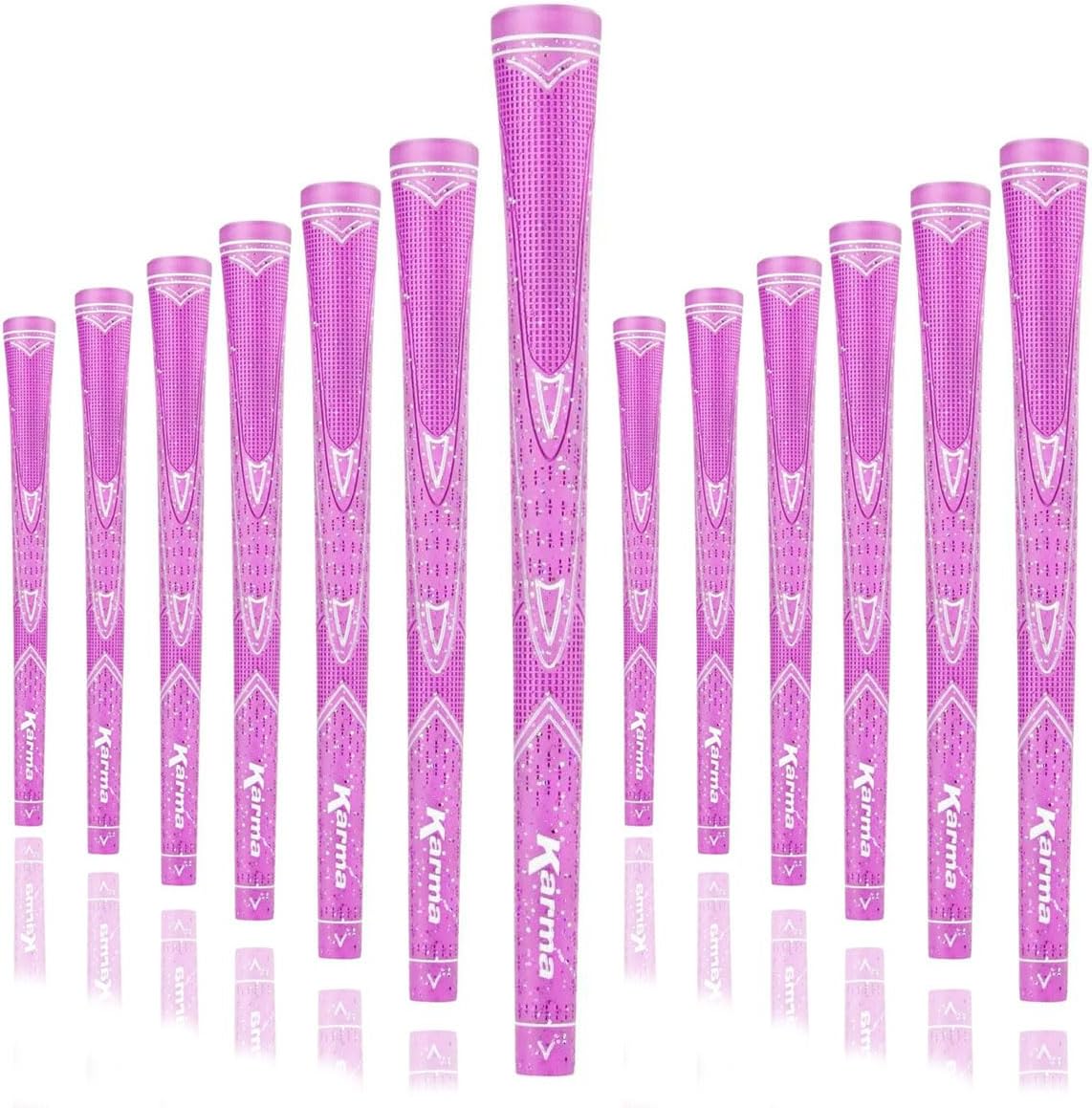 Karma スパークルピンクゴルフグリップセット 女性用 標準サイズ ゴム製交換用ゴルフクラブグリップ 13ピース