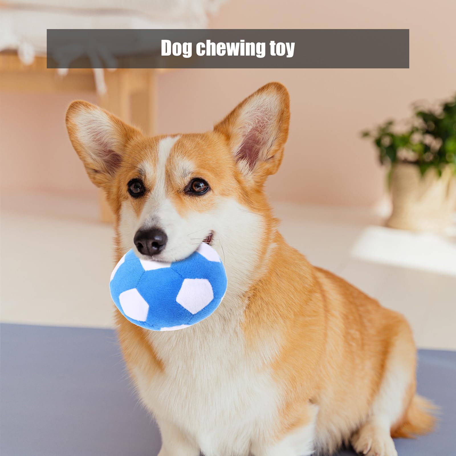 FRCOLOR Dog Chewing Ball Interactive Plush Football Toy for Puppies and Dogs Soft Squeaky Molar Chew Toy for Small to Large Breeds Durable Pet Play Ball for Training and Fun - Image 4