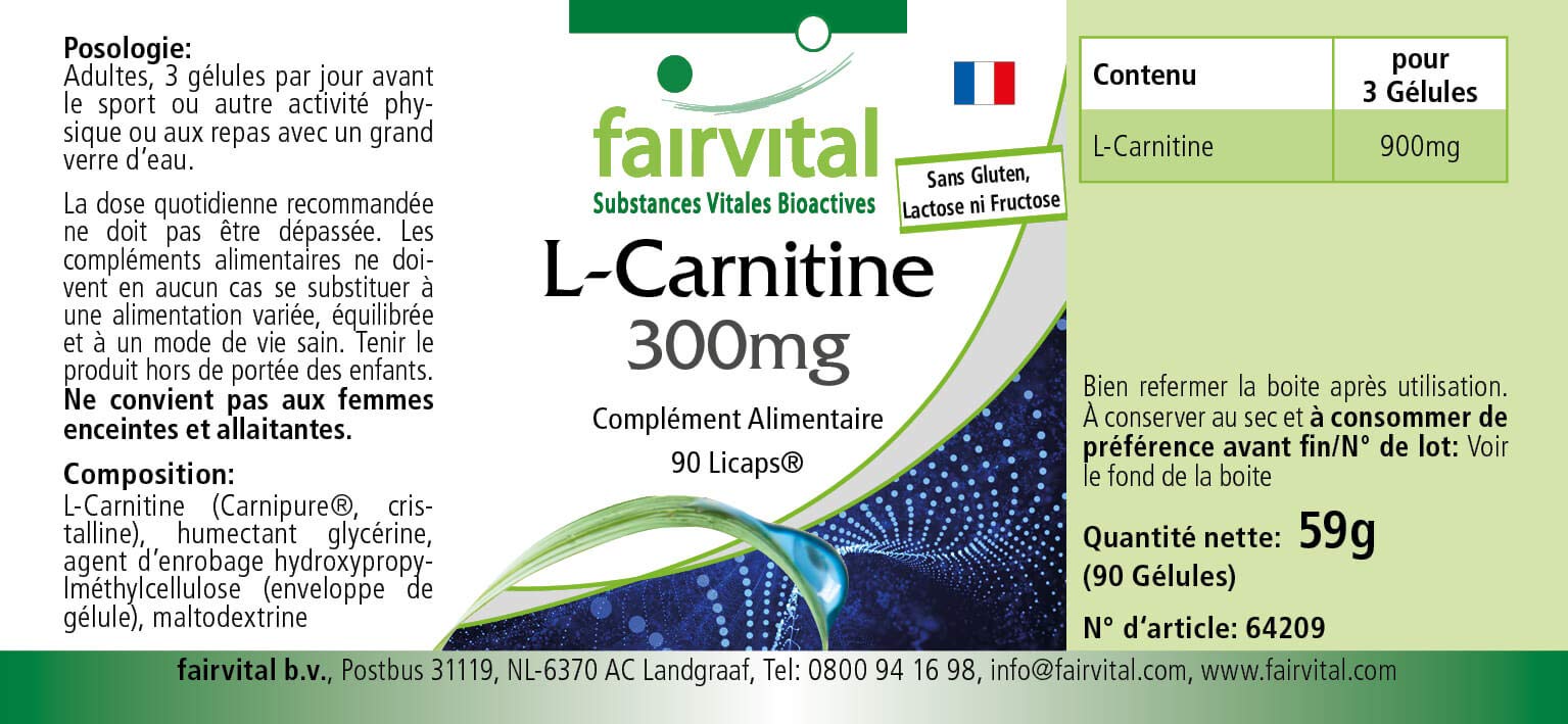 posologie l carnitine Fairvital | L-Carnitine 300 mg – 90 Capsules – Vegan – Highly Dosed –  Carnipure: Buy Online at Best Price in Egypt