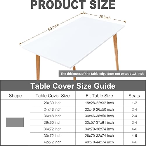 Miniatura 13 de eeivs Mantel cuadrado azul ajustable de elastano elástico con borde elástico, mantel de mesa para el hogar, cocina, comedor, 34 x 34 pulgadas