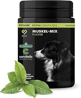 Peticare Muskulatur & Aktiv Pulver-Mix für Hunde | Ergänzungsfuttermittel mit Collagen & Aminosäuren | Unterstützung für Beweglichkeit & Vitalität | für aktive Hunde & Senioren | petDog Health 2503