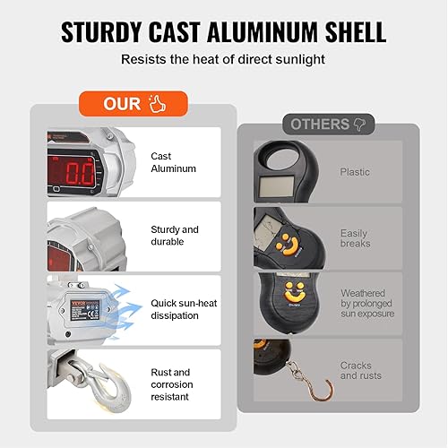 Miniatura 3 de VEVOR Báscula de grúa, báscula colgante industrial resistente con control remoto, carcasa de aluminio fundido y pantalla LED, báscula digital de