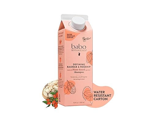 Babo Botanicals Defining Baobab & Rosehip Shampoo For extra dry, curly hair Smooth & Define Passion Fruit Ferment for scalp Water-Resistant