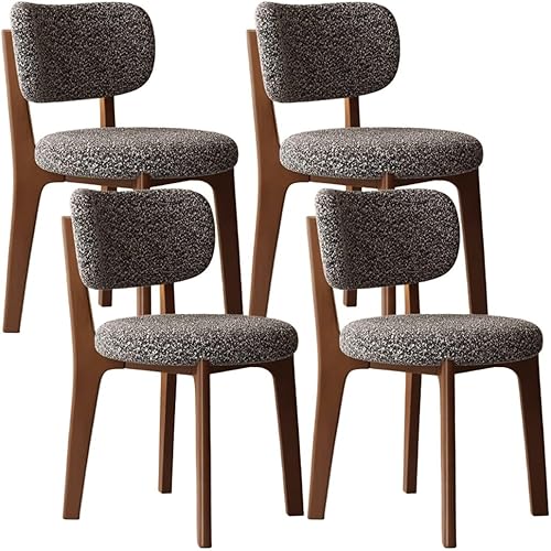 Miniatura 63 de YVYKFZD Solid Wood Dining Chairs, Fabric Dining Room Chair Set of 2/4/6, Upholstered Kitchen Chairs with Curved Backrest, Armless Living Room Chair,