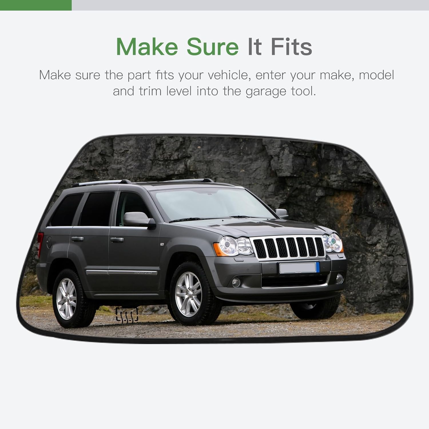 SCITOO Passenger Side Mirror Glass Compatible with 2005-2010 For JEEP GRAND CHEROKEE HEATED Chrome Convex Right Exterior Mirror Glass With Backing Plate RM35154-11PA