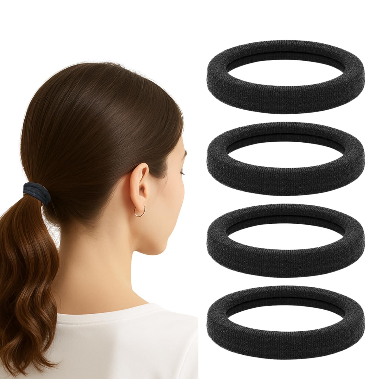 Amazon | ヘアゴム (黑、20本) 髪ゴム あとがつかないヘアゴム 跡が