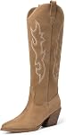 DREAM PAIRS Cowboy Bottes Pointé Toe Knee High Cowgirl Bottes Block Tal Soude Bottes Western Tall pour la fête du festival de musique pour femme