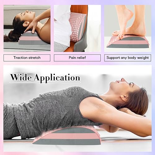 Miniatura 7 de Drydiet 2 piezas de estiramiento de espalda y cuello para alivio del dolor de espalda baja, estirador de cuello, almohada ajustable para escoliosis,