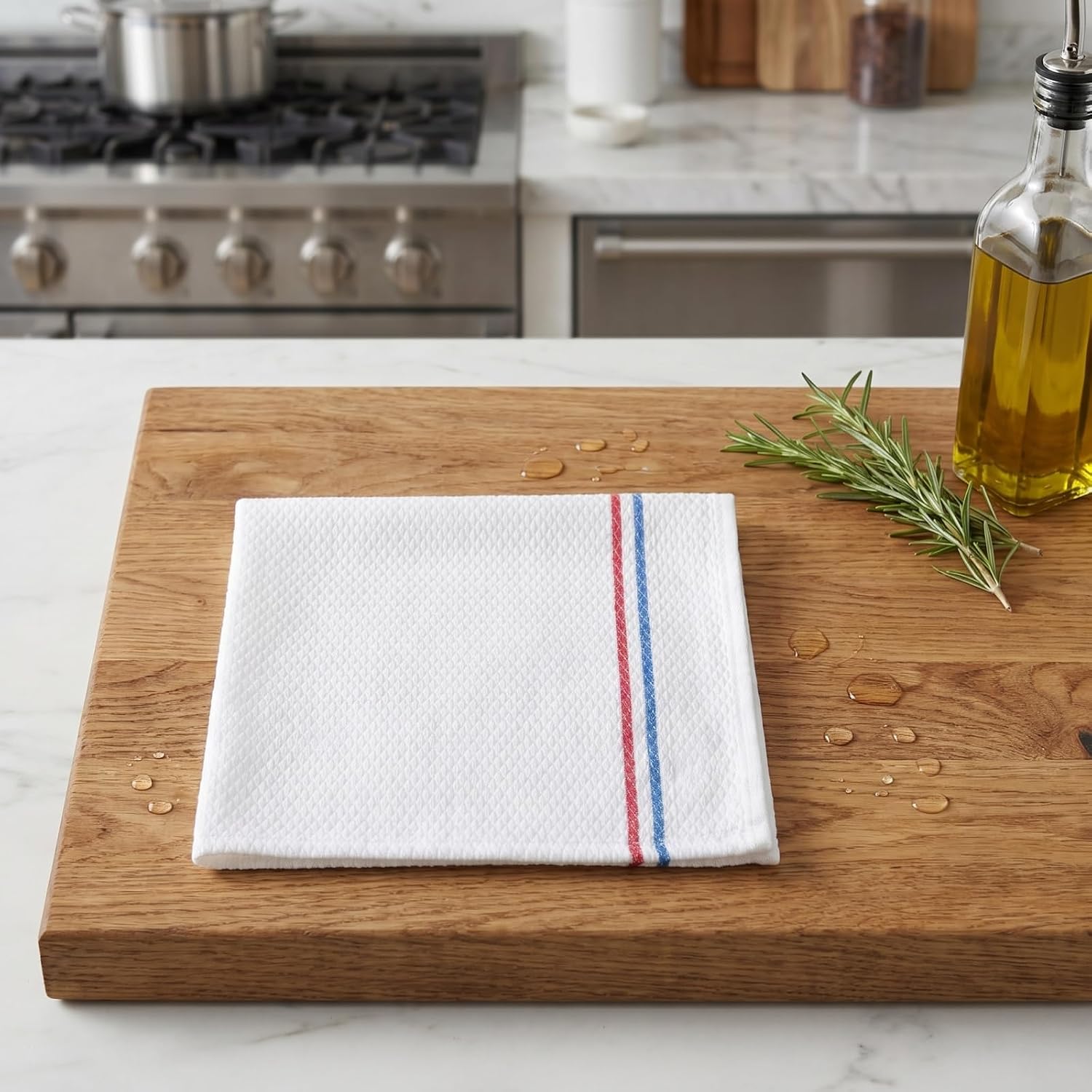 Oeleky Kitchen Dish Towels 14x26 Inch Pack of 6 Tea Towels for Drying (6, Blue+red)