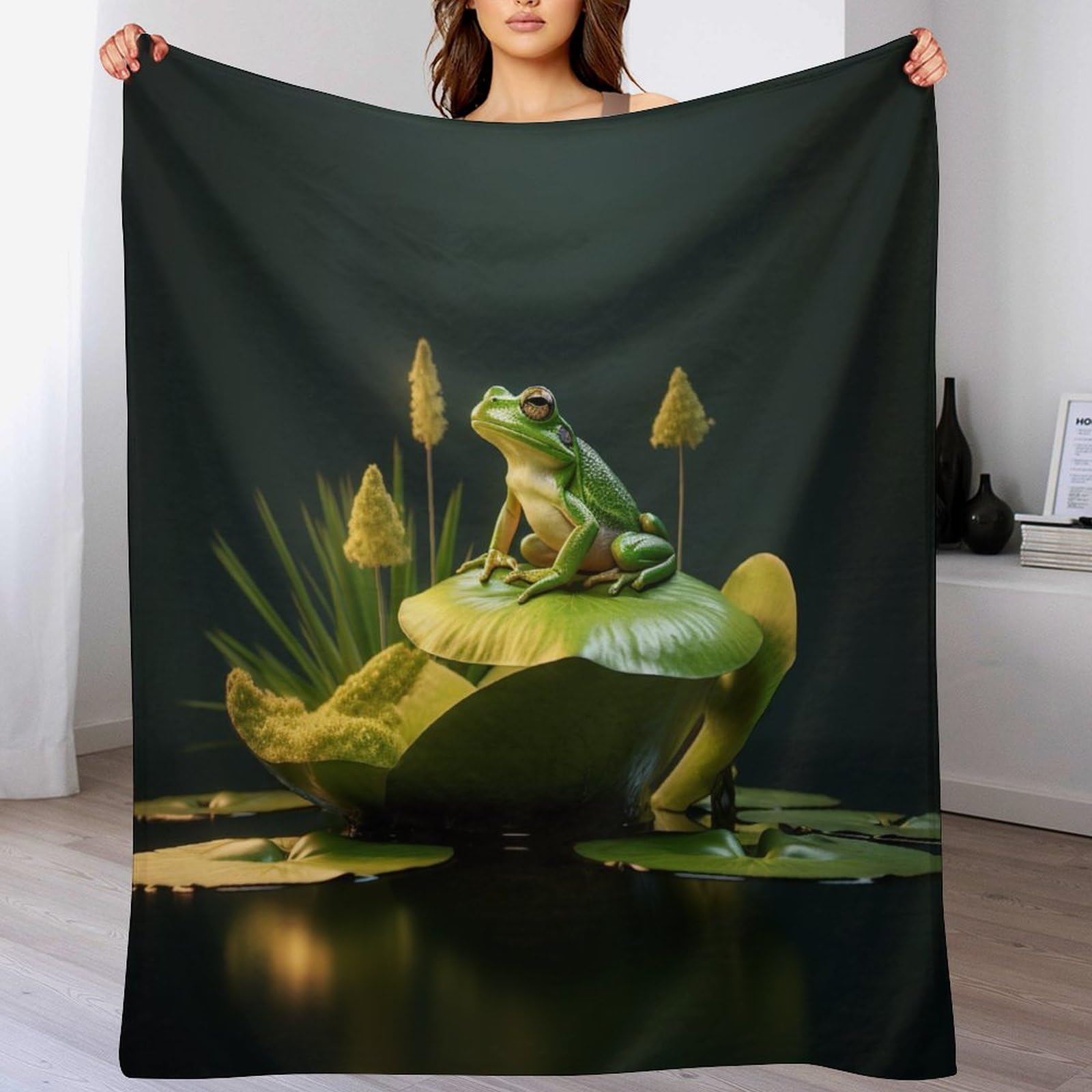 Tapis douillet grenouille et plaid canapé polaire pour vos soirées cocooning chaleureuses