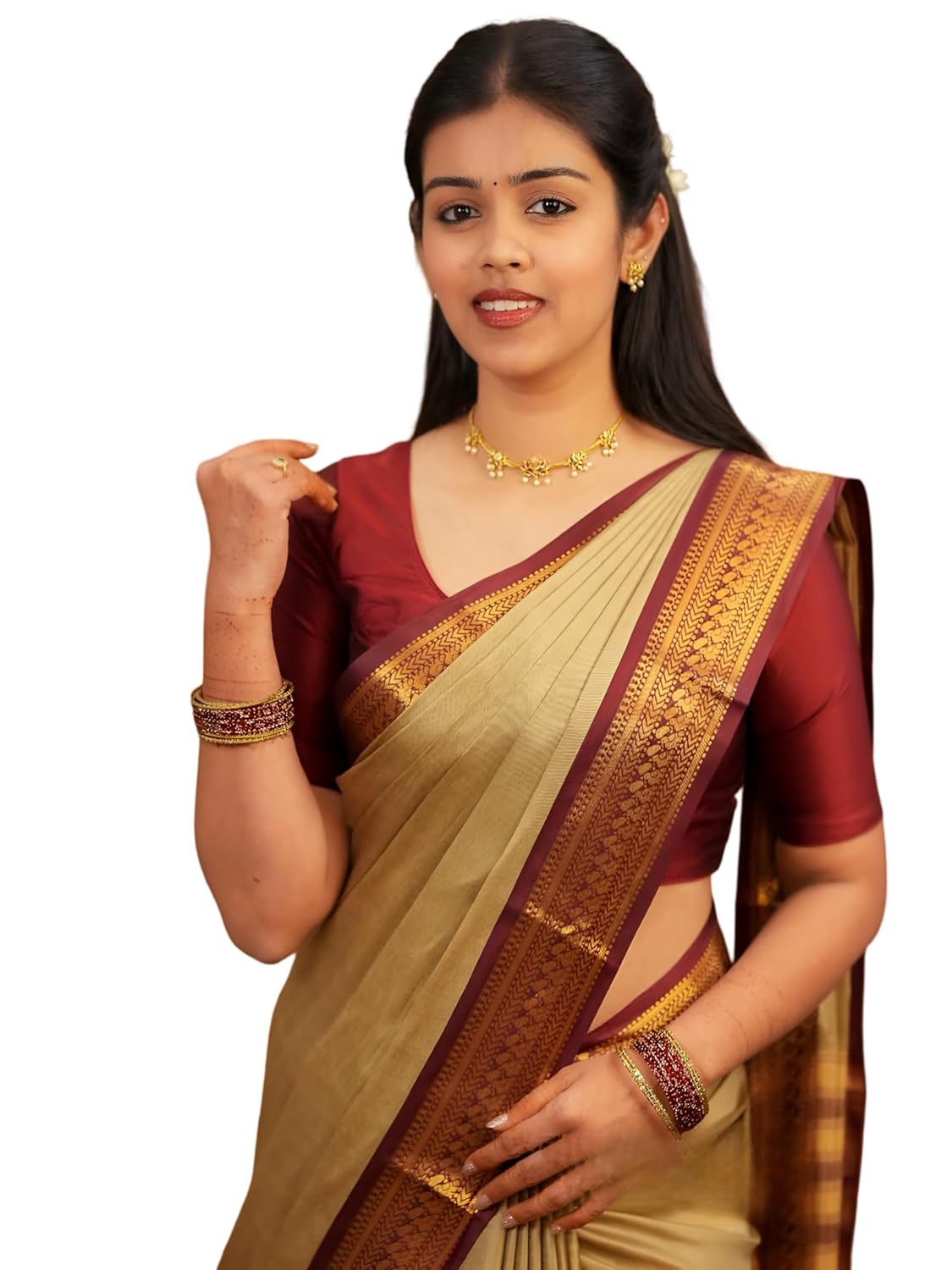 Women's Kanjivaram Soft Silk Saree For Wedding Banarasi Style Sari With Blouse Piece - Image 8